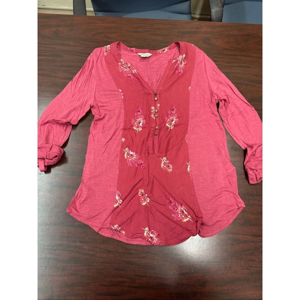 Lucky Brand 3/4 Sleeve Floral Blouse Size Medium